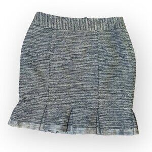 Nanette Lepore Tweed Zip-Back Flounce Petal Skirt in Heather Navy Womens 4